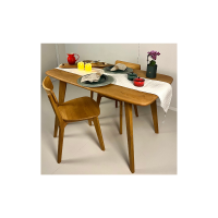 Mesa de madeira retangular retrô com acabamento acetinado em cera cor natural 1,35 m x 80 cm | Coleção Scandian